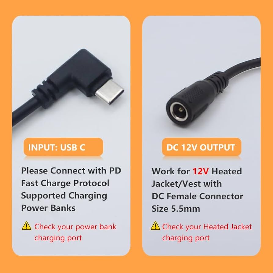 Amazon.com: Wamlet Heated Jacket Adapter Charger Type C